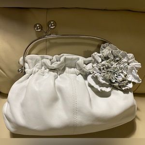 White Genuine Leather Handbag